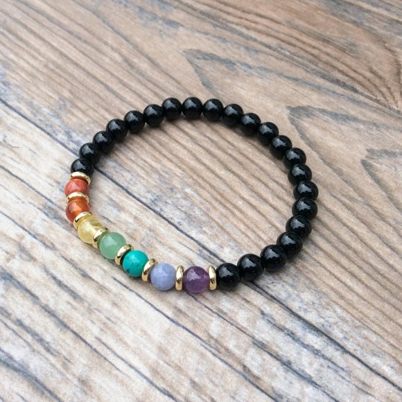 Chakra bracelet with Black Onyx, Rainbow bracelet, Healing bracelet - Picture 4 of 9